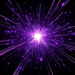 Naklejka premium Black background, purple light rays exploding outward from the center of an explosion effect.