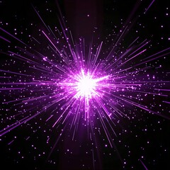 Fototapeta premium Black background, purple light rays exploding outward from the center of an explosion effect.