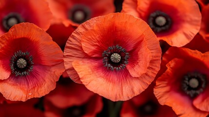 A collection of vibrant red poppies in full bloom
