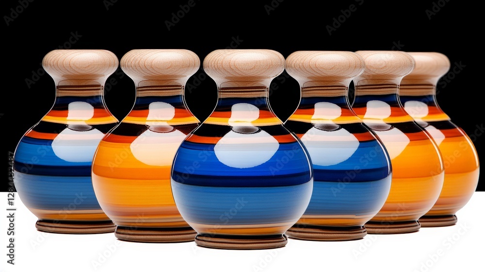 Poster colorful decorative vases with unique patterns and shapes