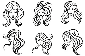 hair and beauty salon female abstract silhouette line art