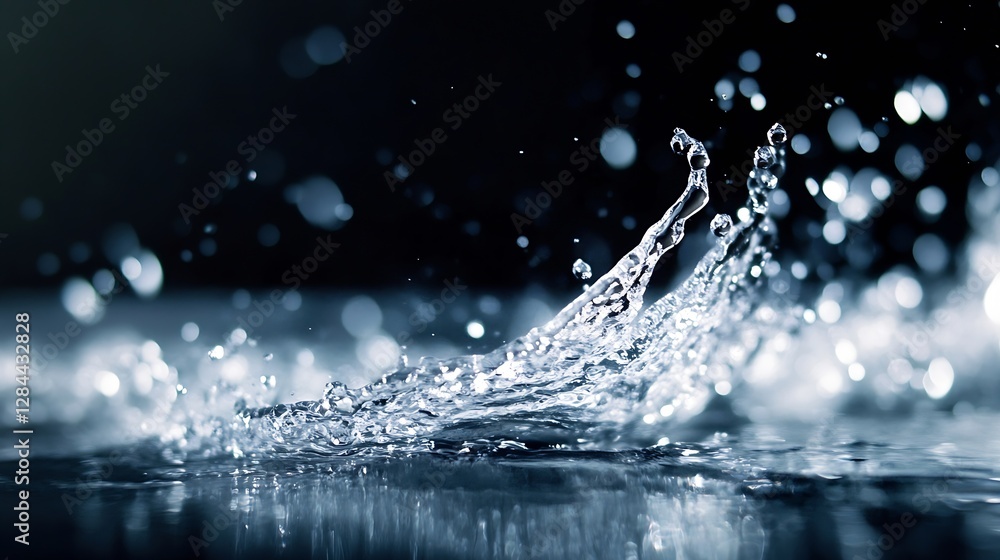 Poster Dynamic Splash of Water Droplets Creating Art from Fluid Movement : Generative AI