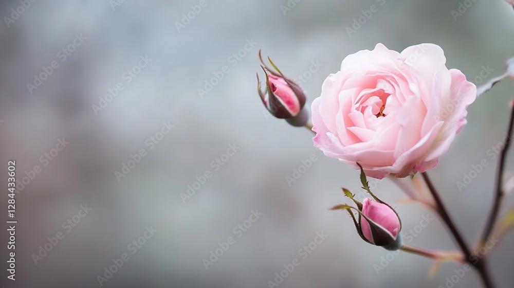 Aufkleber soft and delicate rose flower with budding petals bathed in gentle light creating a serene mood : ge