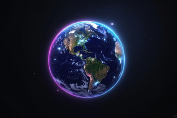 Fototapeta premium Realistic Earth from Space, High-Resolution Night View