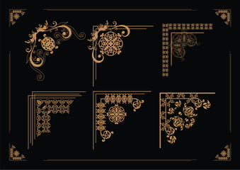Border elements templates elegant classical symmetric flat decor