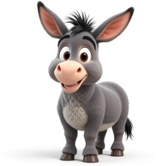 Cartoon Donkey Standing and Smiling on a White Background Animation