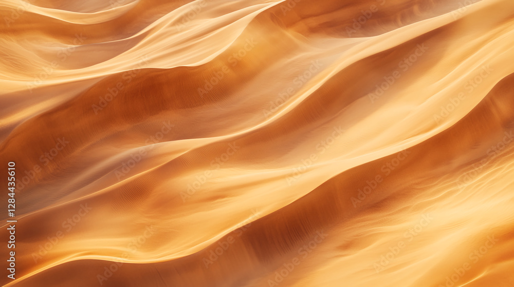 Poster aerial view of smooth golden sand dunes creating soft, flowing curves and texture, showcasing the be