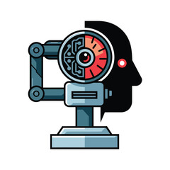vector Artificial Intelligence model Robot  with ai info-graph design help in business

