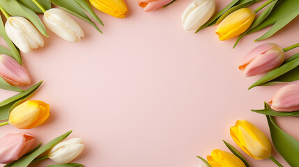 Vibrant Tulip Bouquet with Empty Frame for Customization