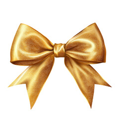 Golden Ribbon bow isolated on transparent background