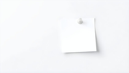  Square blank white sticky note pinned to a white surface, minimal and clean design