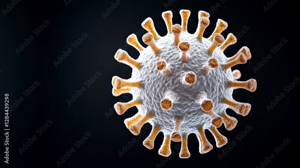 Poster close-up view of virus structure under microscope with details