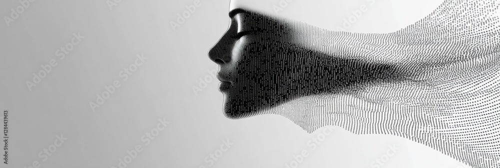 Leinwandbilder human face dissolving into digital streams highlighting ai evolution. generative ai
