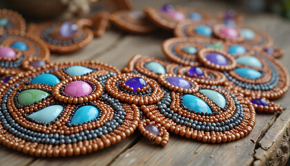 Vibrant handmade beaded necklace showcasing intricate designs, artistry
