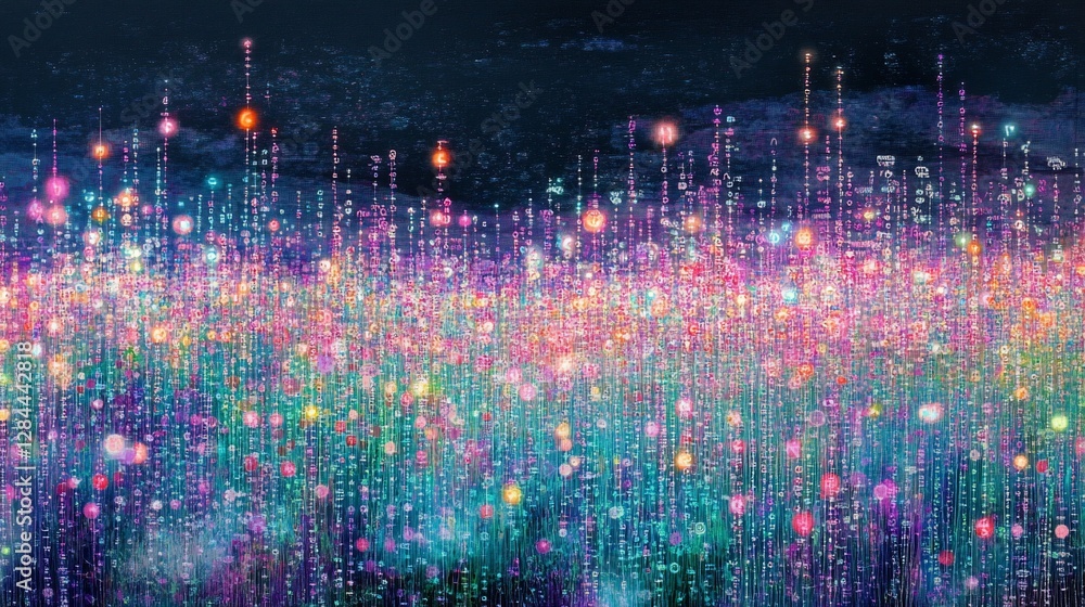 Aufkleber abstract colorful light trails data visualization