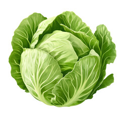 Obraz premium Green cabbage isolated on transparent background
