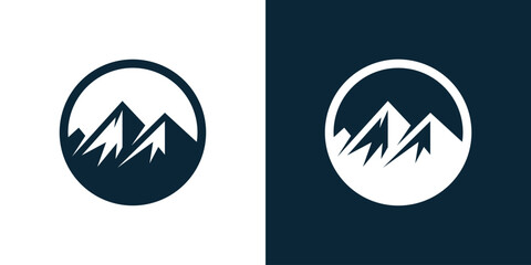 landscape mountain circle logo template. Mountain icon logo vector symbol illustration design