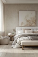 Organic bedroom design with neutral tones and natural elements