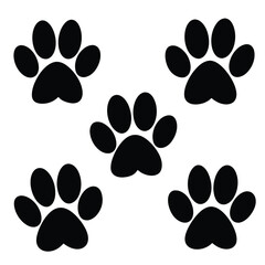 Fototapeta premium Paw print dog silhouette 5 set