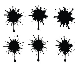 Paint splatter silhouette 6 set