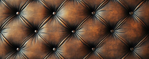 Fototapeta premium Luxurious brown leather tufted upholstery with button detailing