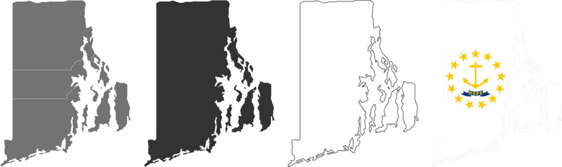 Rhode Island state of USA. Rhode Island flag and territory. States of America territory. Separate states. Vector illustration © yan4ik