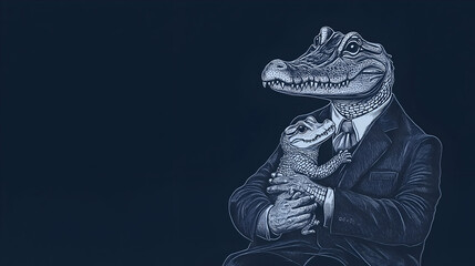 Happy Fathers Day Poster. Dad Croc and baby Croc. Space for writing.