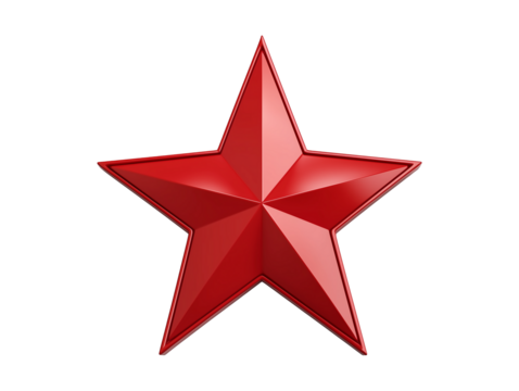 Red star symbol representing various cultural and political movements in different contexts and locations around the world today, isolated on transparent background