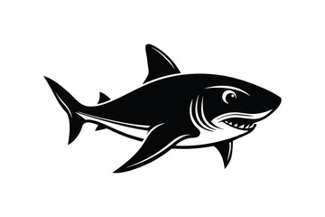 Obraz premium Blacktip Reef Shark Silhouette Vector Design - High-Quality Shark Vector for T-shirts, Posters, and Branding