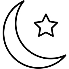  Crescent Moon & Star Line Icon