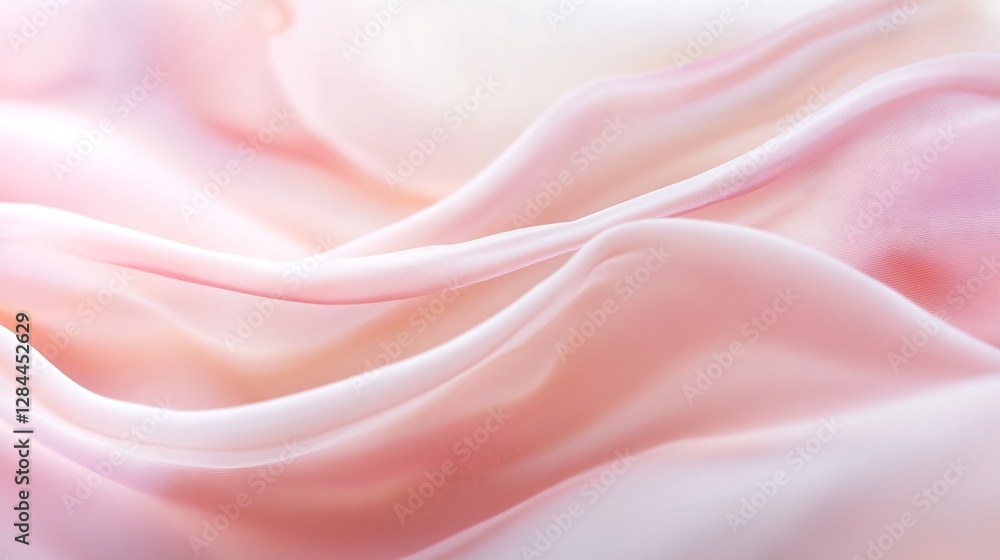 Poster Soft pastel silk fabric elegantly draping to create a gentle and smooth flowing texture : Generative AI
