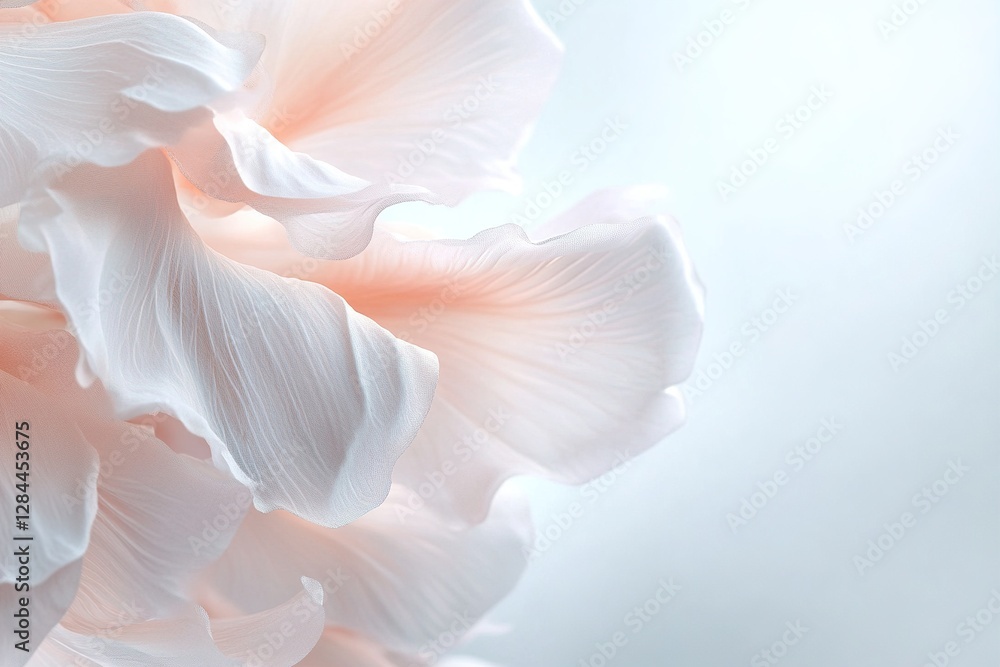 Poster softly illuminated orchid petals float gracefully in a serene misty atmosphere, creating an ethereal