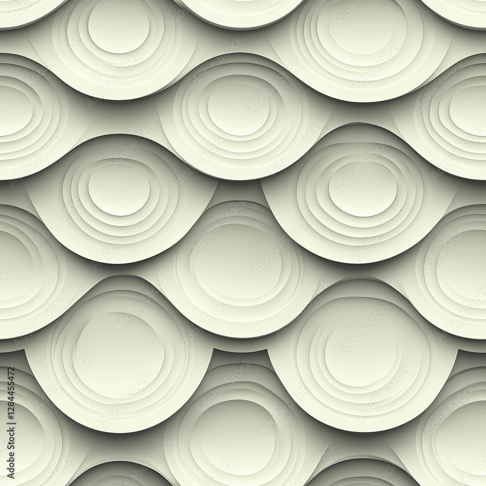 Poster decorative pattern featuring overlapping circular shapes in neutral tones for modern interior design