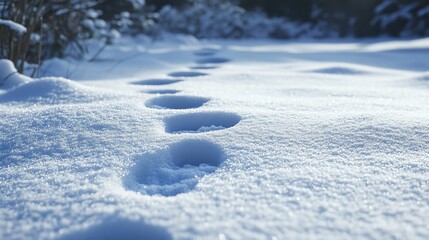 Enchanting winter wonderland wildlife leaving whimsical footprints in the glistening snow