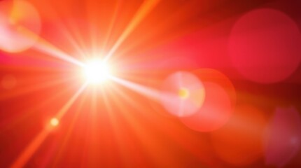 Bright Star Burst with Red Glowing Light and Bokeh Effects