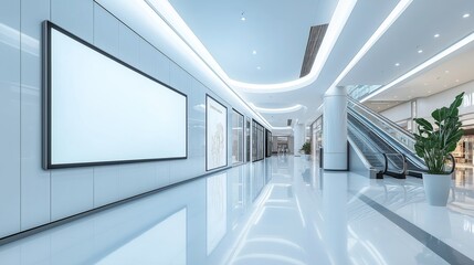 Modern shopping mall interior features bright lighting and clean design