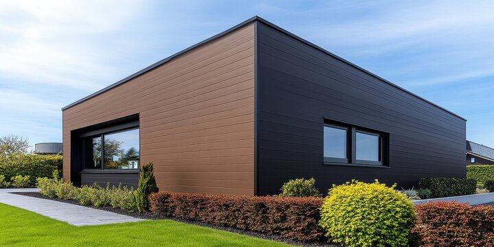 Builders carefully installing innovative, insulated WPC siding panels with integrated smart home features, paired with cutting-edge trim elements