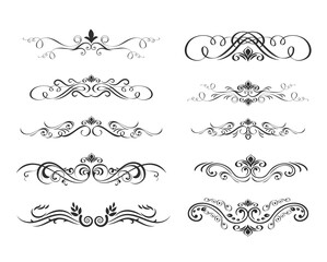 decorative elements elegant classical symmetric swirl sketch
