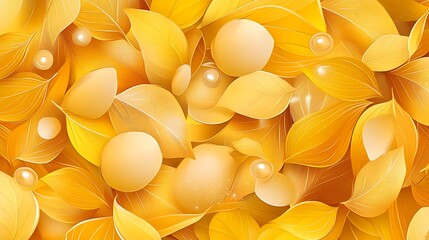 Golden Autumn Leaves and Dewdrops: Digital Painting AI Generated