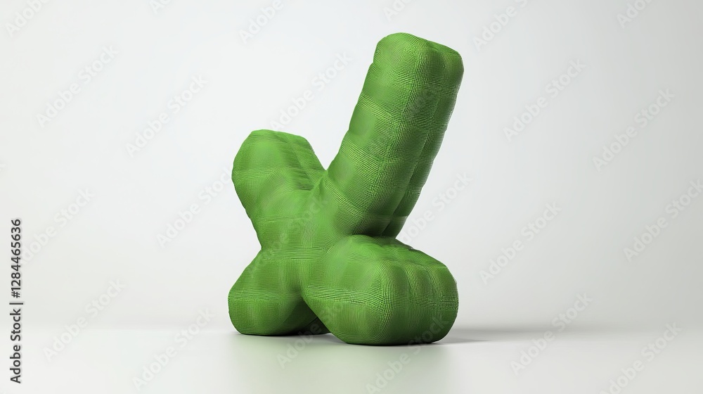 Poster abstract green x shape 3d render modern design organic texture unique geometric form stylish graphic
