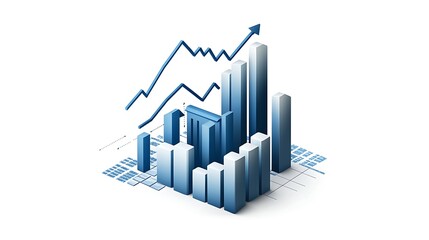 Isometric 3D Render: Upward Trending Business Growth Chart AI Generated