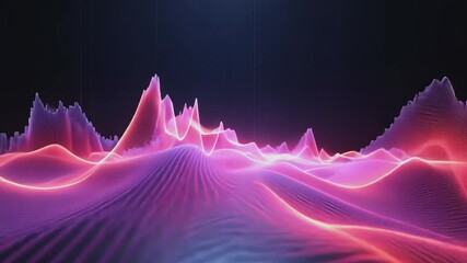 Soundscape Visualization: A captivating 3D render of an abstract soundscape, featuring undulating waveforms that dance across a dark background, a visual symphony of vibrant sound and dynamic energy.