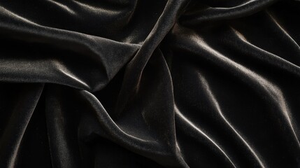 Obraz premium Luxurious black velvet fabric with rich texture and soft sheen, perfect for elegant fashion and interior designs.