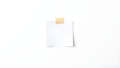 Square white memo note taped to a white background, clean and ready for a message