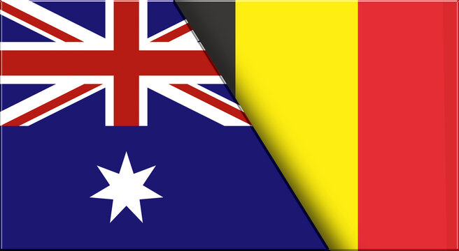 Flags of Australia and Belarus. Australian and Belorussian National flags