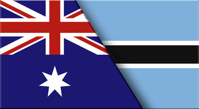 Flags of Australia and Botswana. Australian and Botswana National flags