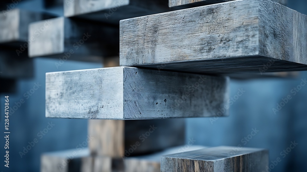 Poster intriguing closeup view of modern wooden blocks arranged in a creative geometric pattern : generativ