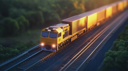 Naklejka premium Global business of Container Cargo freight train for Business logistics concept, Air cargo trucking, Rail transportation and maritime shipping, Online goods orders worldwide. Container truck in ship