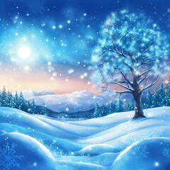 winter landscape with snow and tree