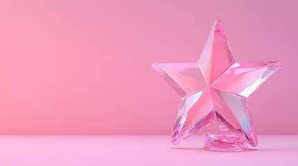 crystal star shape trophy against pink background